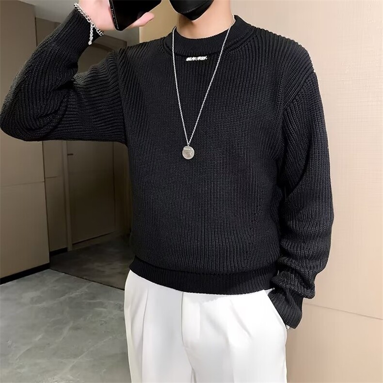 潮牌慵懒风简约圆领毛衣秋冬季纯色男士内搭针织打底衫S603,男装针织衫/毛衣,星座1116A-2（原606A-1）