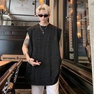 主推款 250克重磅美式砂洗天丝棉冰丝坎肩背心T恤JF501特P35控55图片