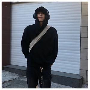 网图重磅65棉450克双排扣连帽卫衣纯色短宽套头外套男 RH5311-P48图片