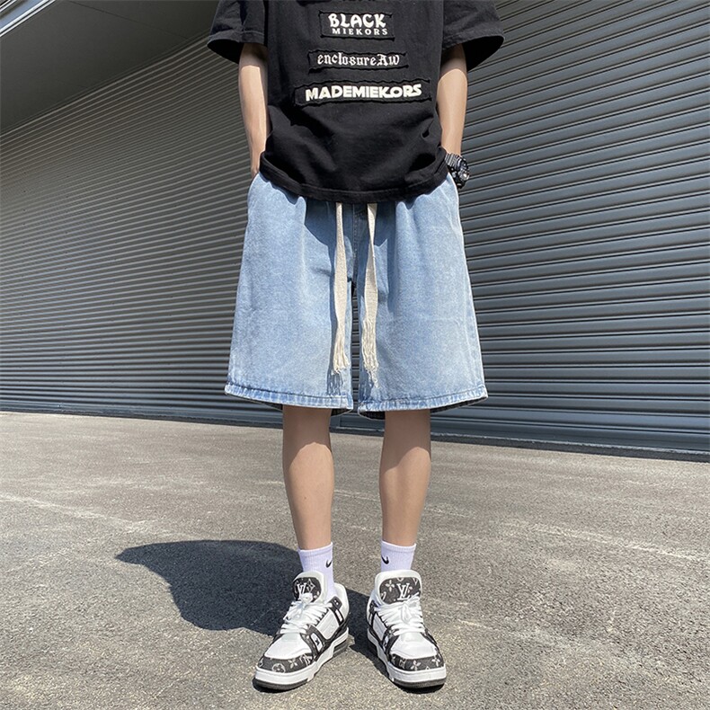 牛仔短裤男韩版潮流高街帅气2026夏季新款ins宽松五分裤RK386-P32,男装牛仔裤,星座412
