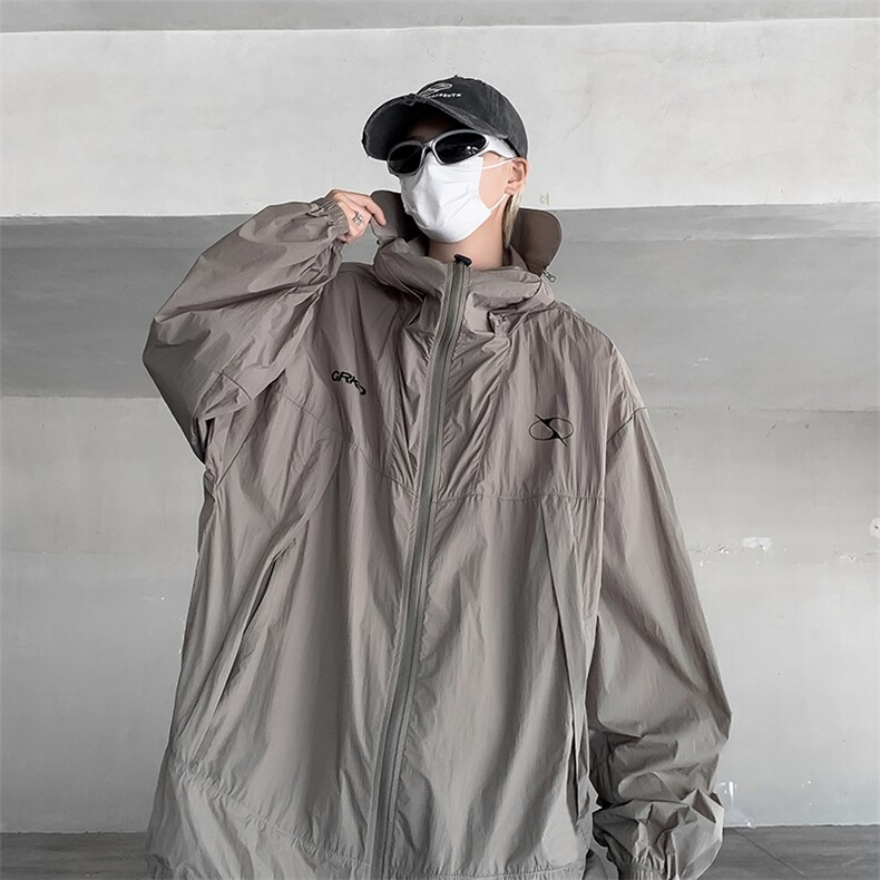夏季轻薄凉感户外运动夹克2024新款机能连帽防晒服现货W8242-P45,男装防晒衣,星座512-4
