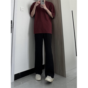 纯色cleanfit冰丝裤子马吉拉那不勒斯西裤高级感痞帅微喇西装裤图片