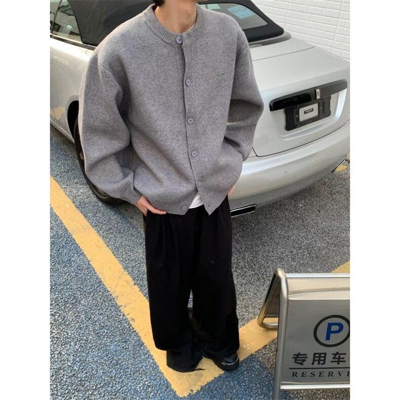 2024秋季新款棒球领粗针开衫宽松休闲慵懒感毛衣外套男款MY3313,男装针织衫/毛衣,星座506