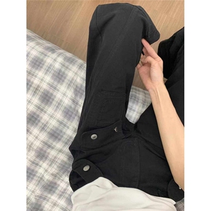 【档口大货】DK396-特批45春秋多口袋工装牛仔裤宽松微喇叭阔腿裤图片