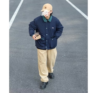 冬季vintage日系复古翻领宽松工装潮牌男加厚羽绒服夹克情侣外套图片