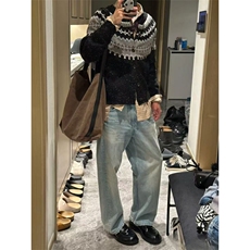 INTENT费尔岛星空开衫毛衣男款秋冬慵懒松弛感针织衫美式提花外套，男装针织衫/毛衣，星座1411A-6