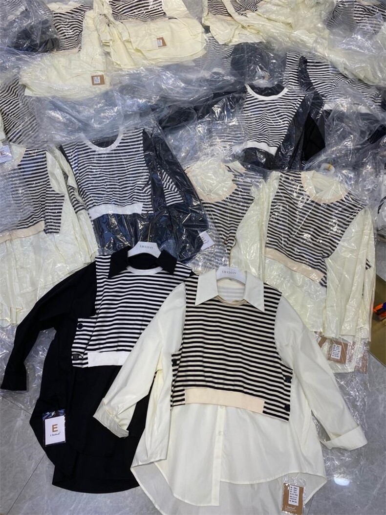 可脱卸条纹两件套衬衣，其它，浪漫E点