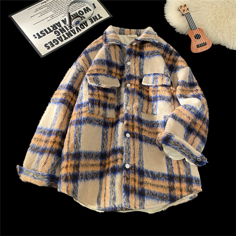 现货90白鸭绒毛呢料格子加厚羽绒服宽松大码外套A017YR99P225,男装羽绒服,电商A017