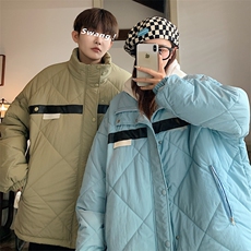 2023冬季新款情侣棉衣潮流菱形格立领棉服外套男MYTC121P75，男装棉衣，电商B220