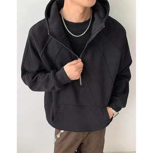 拼接半拉链连帽卫衣春秋季男休闲运动上衣带帽衫百搭宽松 WB671图片