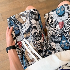 胖胖哥国潮刺绣大码休闲短裤男夏季潮流新款阔腿裤宽松运动五分裤，男装牛仔裤，星座217-2