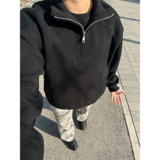 抖音得物品质二开26春装美式高街结构半拉链立领卫衣外套W91，女装短外套，电商A486-1