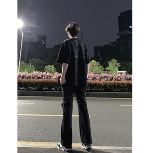 B221 美式ins高街简约小众设计毛边破洞牛仔裤 LK23067-P60 控78图片