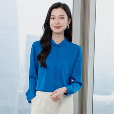 杭州纯色重磅真丝衬衫女2026年春装花边领气质长袖衬衣真丝上衣，女装衬衫，阿舍尔精品