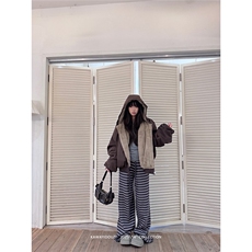 双面穿派克服2025年冬装新款棉服女皮草夹克座山雕慵懒感加厚外套，男装夹克，星座506A