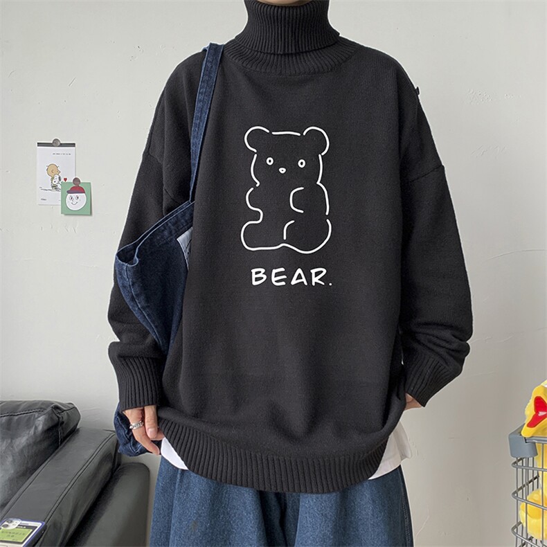 2024秋冬装新款大码宽松高领休闲上衣韩版潮流A161-2-M2059-P50，男装针织衫/毛衣，电商A161-2