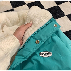 2025秋冬季立领女韩版宽松显瘦羊羔毛羽绒棉服面包服加厚保暖外套，男装棉衣，星座506A