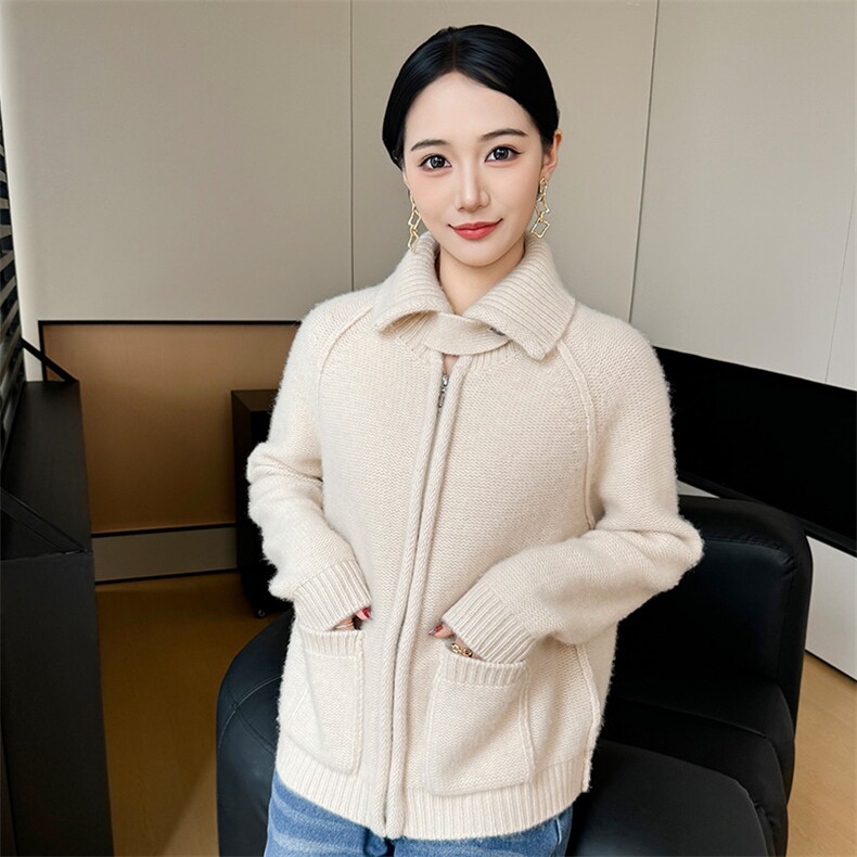 2025年秋季新款百搭女士羊绒外套,女装羊绒衫,米哆哆羊绒
