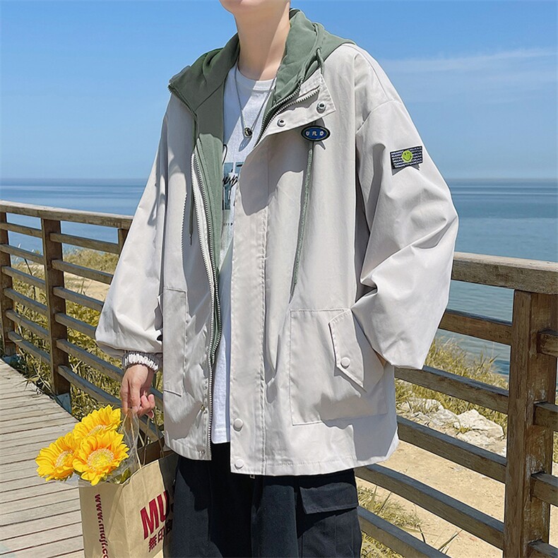 韩版工装休闲纯色工装男女个性夹克日系外套连帽W1297-P60,男装夹克,星座512-2