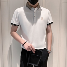 2023轻熟风休闲时尚刺绣短袖百搭翻领T恤拼色POLO衫男T2302-P45，男装T恤，电商A413