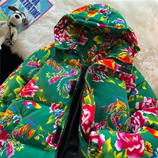 连帽东北大花棉衣外套风汉服宽松棉服棉袄保暖A1P-85，男装棉衣，电商A128