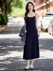 韩系格子衬衫吊带穿搭休闲套装裙女2025夏秋气质显瘦时尚········，女装套装/套裙，涵墨