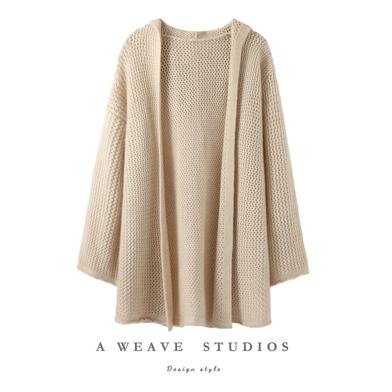 2025秋冬新款舒适保暖加厚连帽长款羊绒开衫，女装羊绒衫，朵暖羊绒