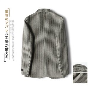 阿尔巴卡男士双面羊绒夹克条纹西装外套毛呢大衣 Y8665 P315控428图片