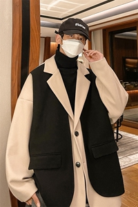 男装毛呢呢子 假两件 大衣B239-F552-P125图片