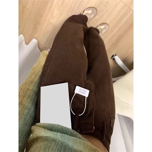 美拉德阔腿牛仔裤女2025秋冬新款高腰显瘦窄版小个子直筒拖地裤子