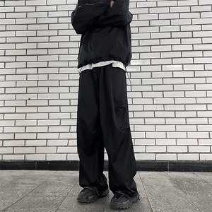 牛仔裤男春秋美式高街潮牌oversize直筒宽松阔腿裤 K7485-P34图片