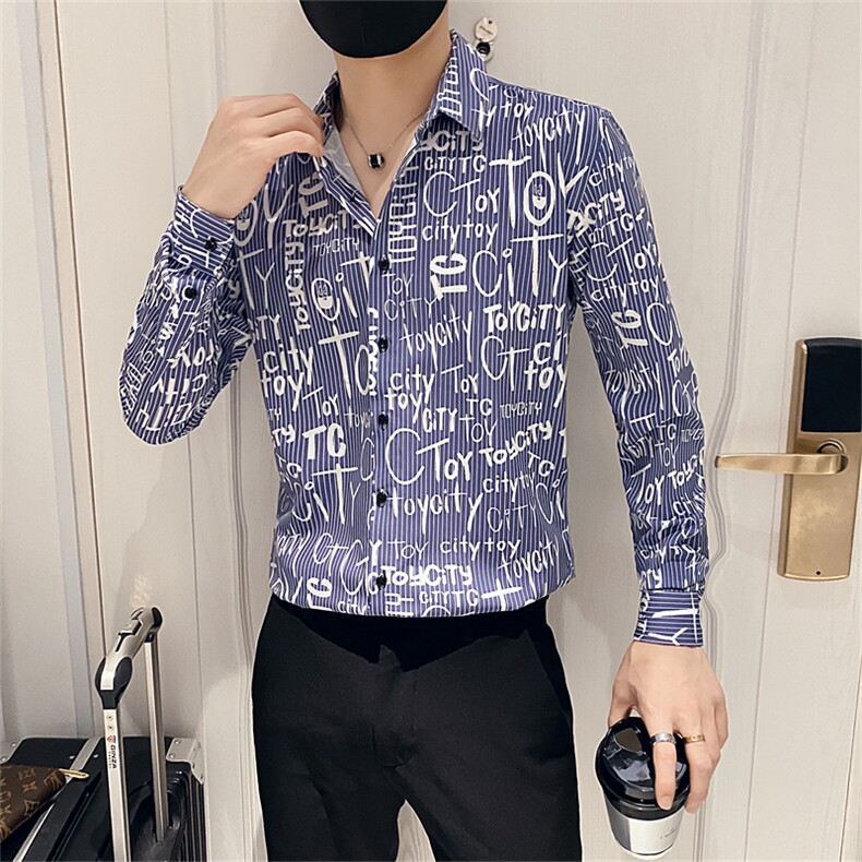 312A-5-133-P55社会小伙韩版潮流衬衫休闲修身上衣,男装衬衫,星座312A-5