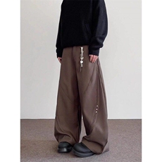 慵懒美式褶皱裁剪休闲裤男直筒拖地长裤子流行，男装休闲裤，星座716-2