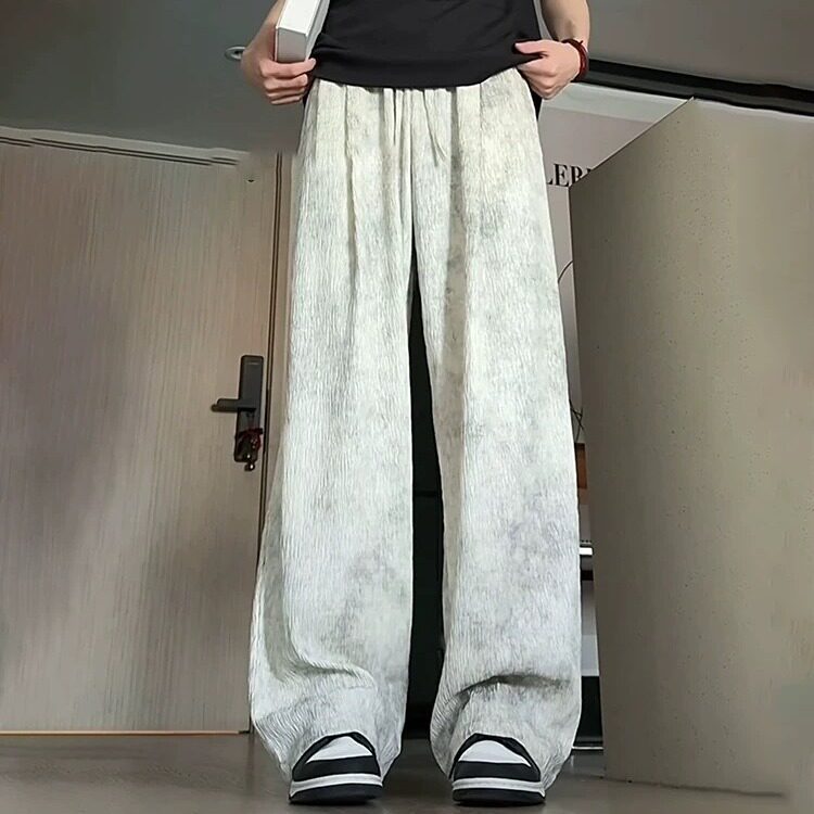 扎染树皮纹速干裤子男夏季薄款垂坠感高级感阔腿裤宽松直筒裤，男装休闲裤，星座506A