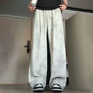 扎染树皮纹速干裤子男夏季薄款垂坠感高级感阔腿裤宽松直筒裤,男装休闲裤,星座506A