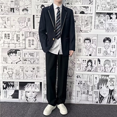 学院风制服dk男生西装套装初中高中休闲西服成人礼毕业班服外套潮，男装西服，四季星座505