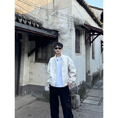 26春装新款美拉德立领飞行夹克boxy廓形休闲百搭外套上衣开衫外套，男装夹克，电商A443