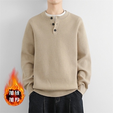 加绒加厚亨利领内搭针织潮牌打底衫青年保暖毛线JR2427P90，男装针织衫/毛衣，星座914