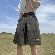 2024夏季新款泡泡格小山印花透气宽松短裤B315-K24142-p35控48，男装牛仔裤，电商B315