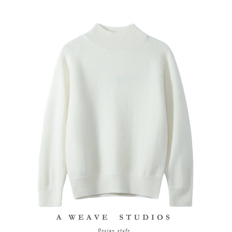 2025秋冬百搭时尚简约插肩半高领羊绒衫，女装羊绒衫，飞艺羊绒