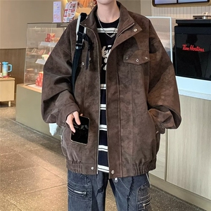 2025高级感复古机车服男秋冬皮衣女立领pu皮外套潮立领夹克图片
