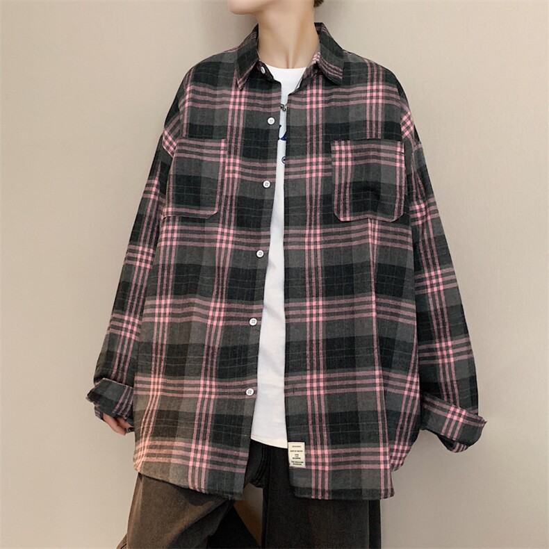 2025秋冬港风长袖格子衬衫学生衬衣校服班服 CS2000/特P28 粉红2图片