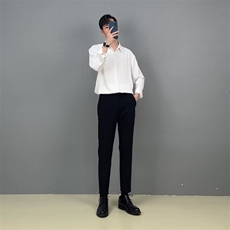 衬衫男秋季长袖高级垂感上衣男装韩版宽松免烫衬衣休闲C921P28，男装衬衫，星座1013-5