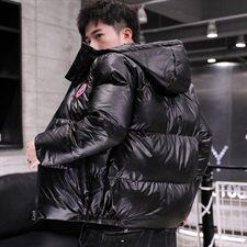 冬季加厚保暖防寒羽绒棉衣模特连帽外套亮片休闲银色M9102，男装棉衣，星座1207