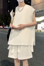 短袖男夏季套装2026新款运动坎肩飘带无袖t恤男A436-D229-P65，男装T恤，电商A436
