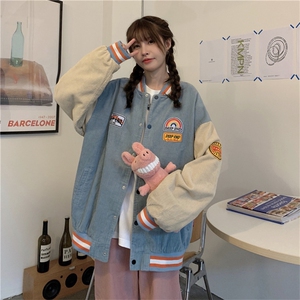 加绒加厚灯芯绒外套秋冬季甜酷风设计感棒球服 -E231-P65图片