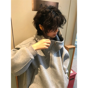 有货~秋冬美式廓形重磅硬挺连帽卫衣开衫外套男WY8836-P65图片