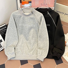美式oversize卫衣男款秋季斜肩拉链设计HW137P42，男装卫衣，星座1116-2