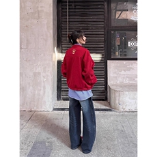 美式覆古安可拉红短外套男女同款高级感夹克春秋TJK208，男装夹克，星座208-5