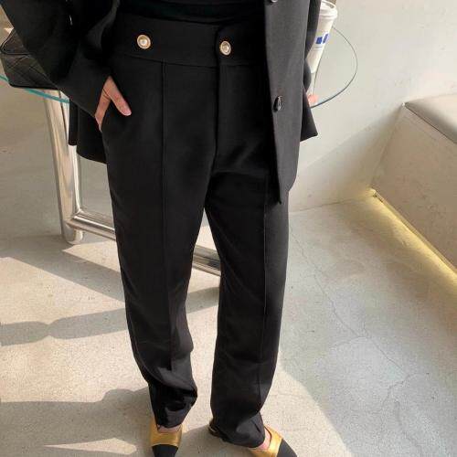 钉扣裤，女装，HE